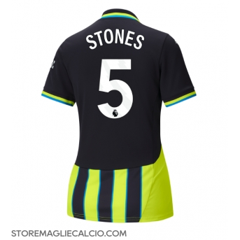 Manchester City John Stones #5 Maglia Gara Trasferta Repliche 2024-25 Donna Maniche Corte